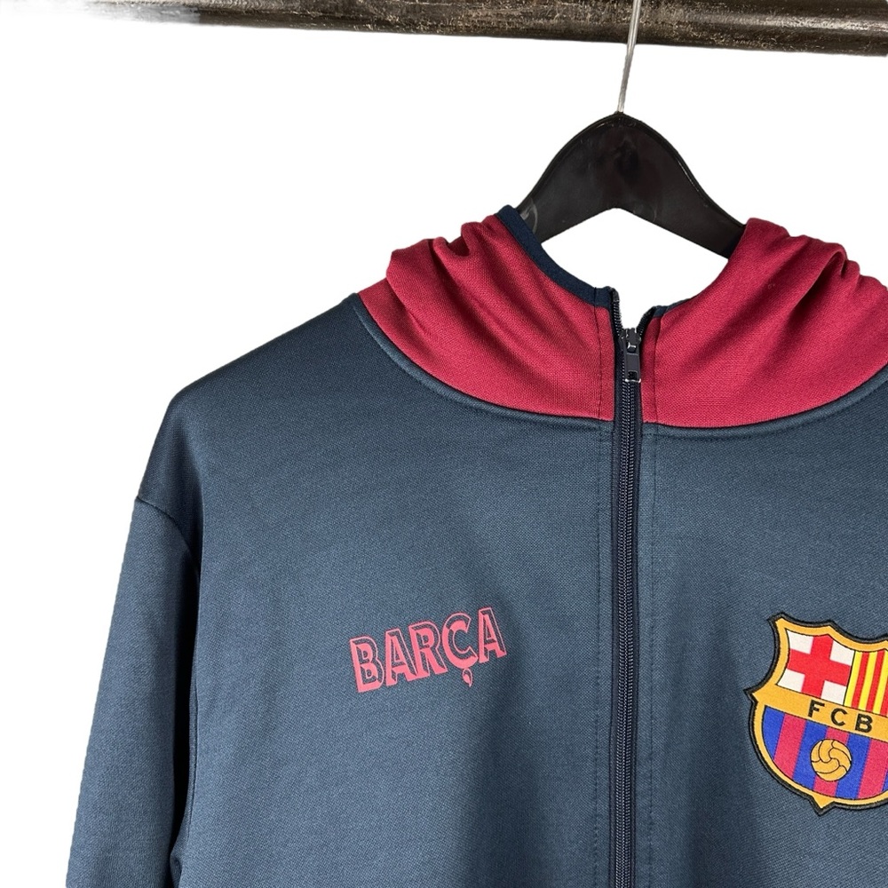 Mens Y2K Barcelona Football Club Soccer Blue Full Zip Futbol Hoodie Size M - Picture 2 of 9